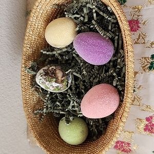 Easter Eggs In Wicker Basket Pastel